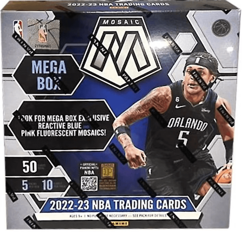 2022-23 Panini Mosaic NBA Mega Box Blue and Pink Exclusives (5 Packs Per Box, 10 Cards Per Pack)