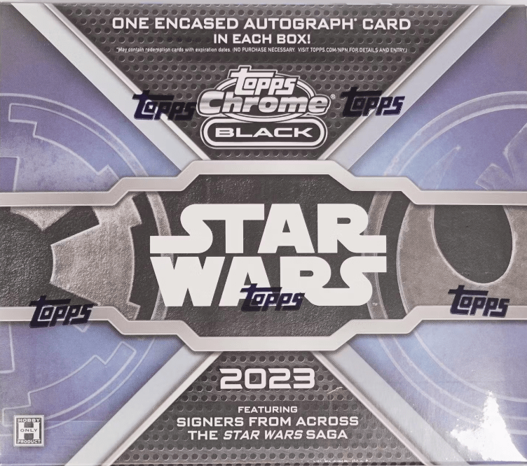 2023 Star Wars Chrome Black Hobby Box (1 Encased Autograph + 1 Pack per Box, 4 Cards Total)