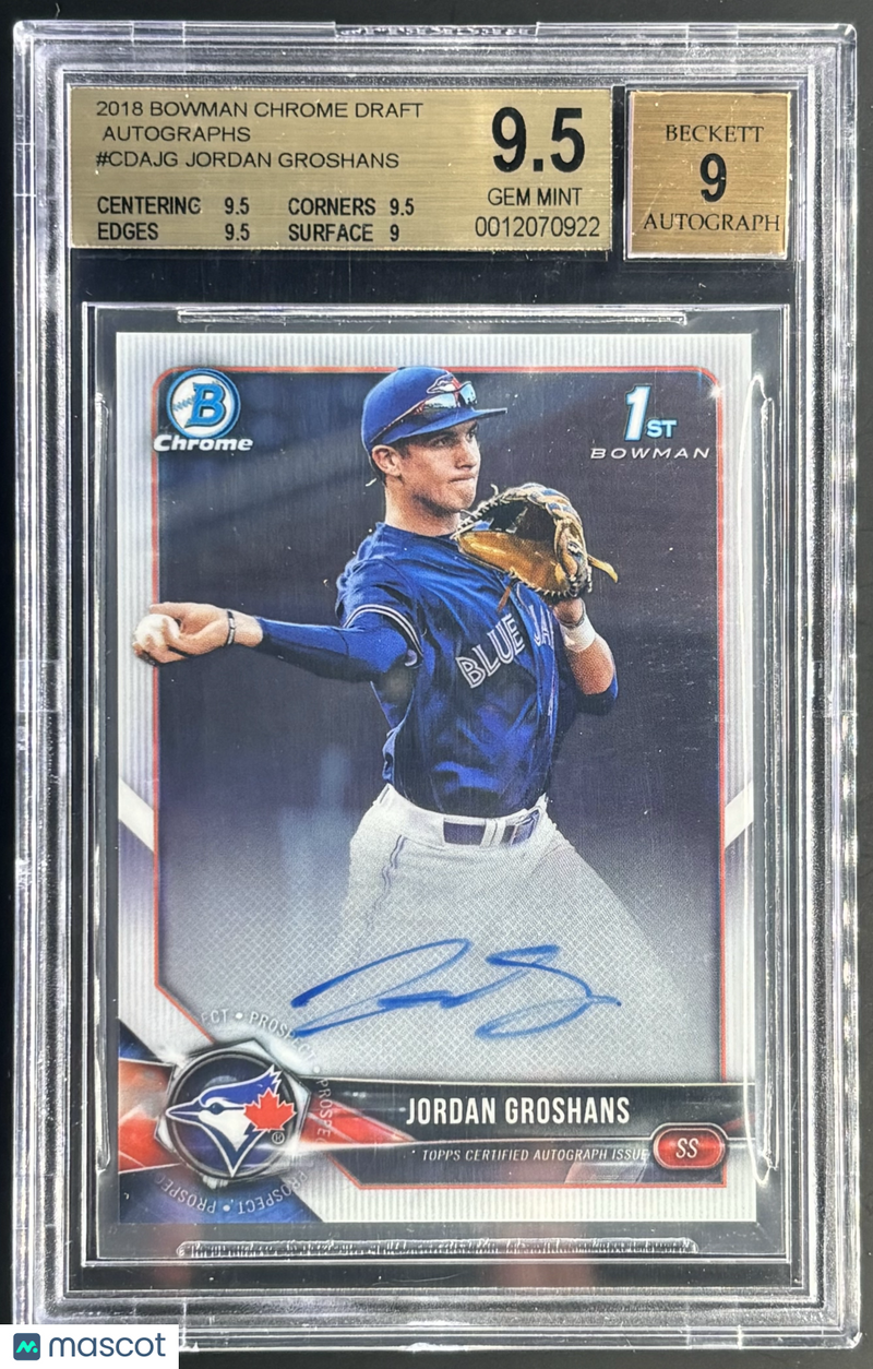 2018 Bowman Chrome Draft Jordan Groshans 1st Autograph Card 