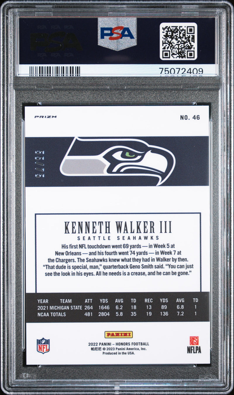 2022 Panini Honors Kenneth Walker III /99 Rookie Seahawks Card 