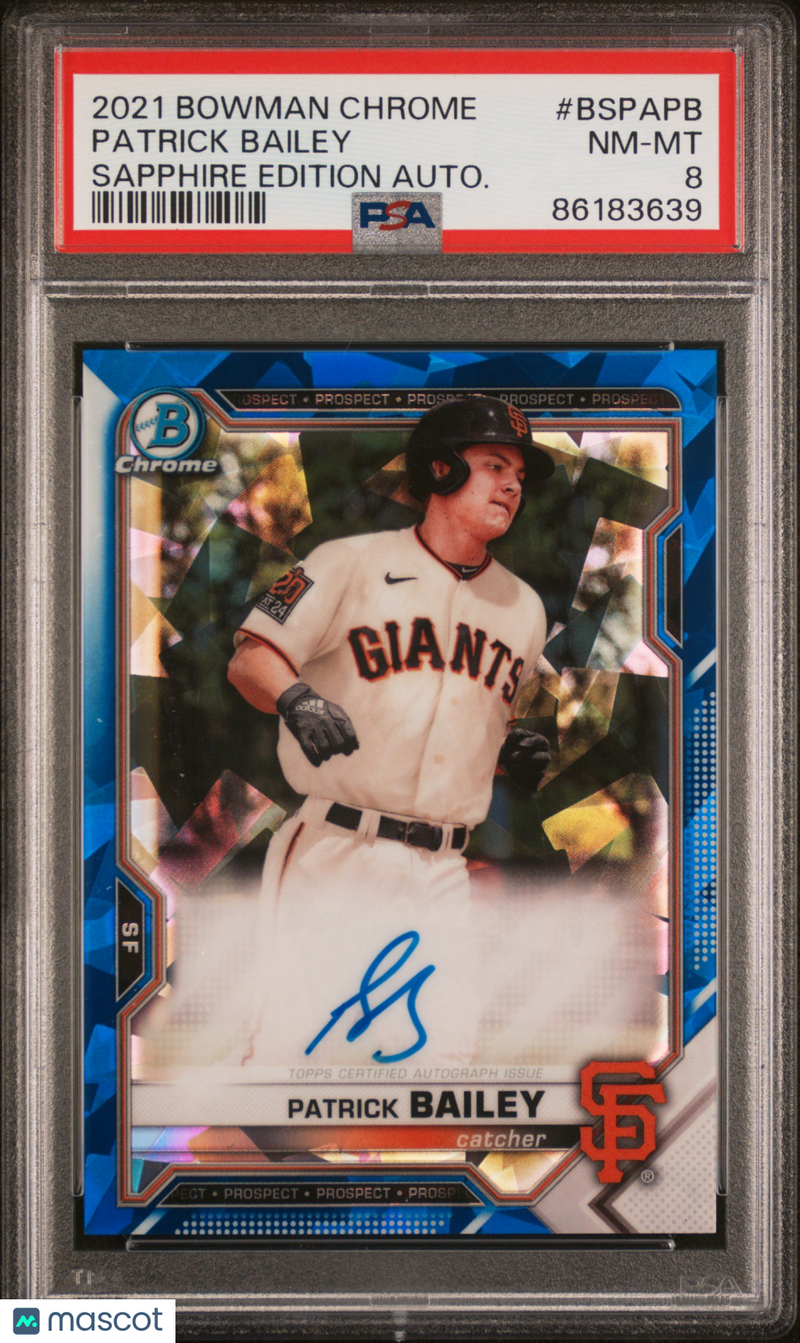 2021 Bowman Chrome Sapphire Edition Patrick Bailey Autograph 