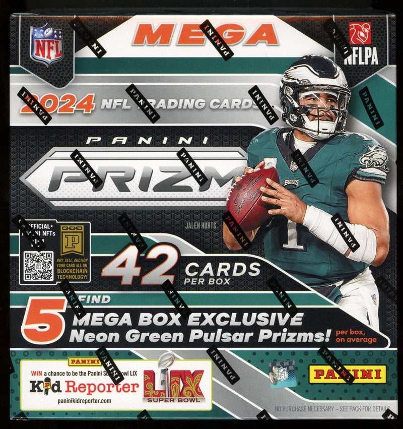 2024 Panini Prizm Football Mega Boxes Neon Green Prizms (6 Packs Per Box 7 Cards Per Pack)